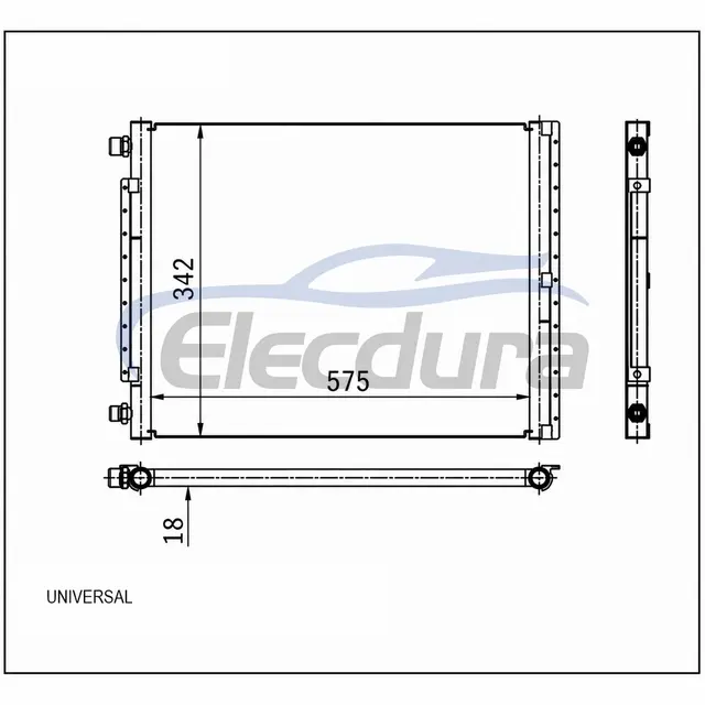 Evrensel A/C kondenseri 575 &times; 342 &times; 18 mm