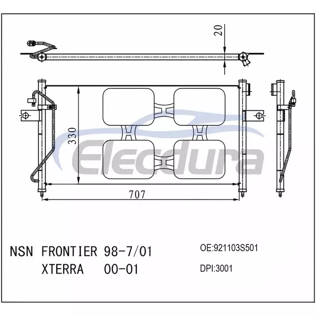 921103S501 Condenseur de climatisation Nissan Frontier 1998-2001