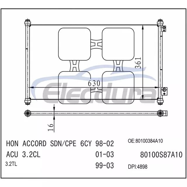 80100384A10 Honda Accord 1998-2002 Rakitan Kondensor A/C