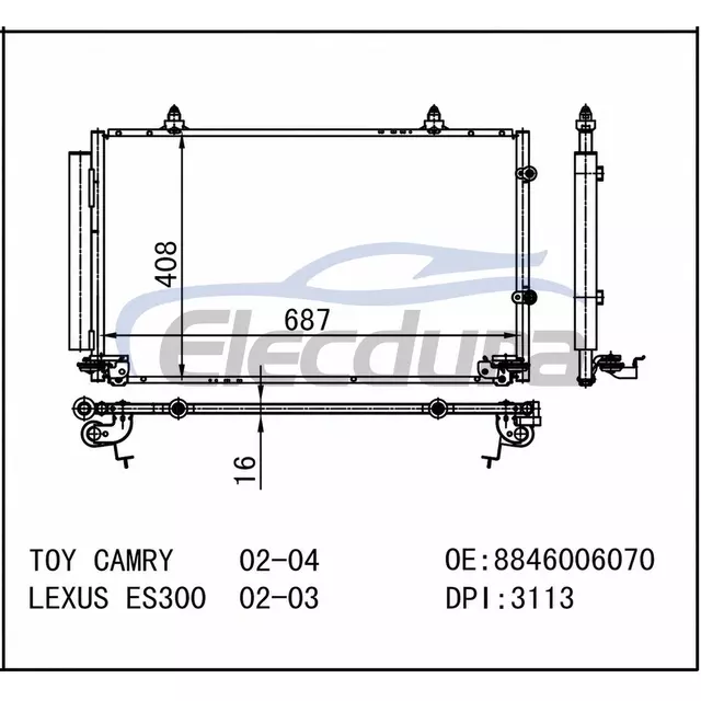 8846006070 Lexus Es300 2002-2006 Condensatore aria condizionata