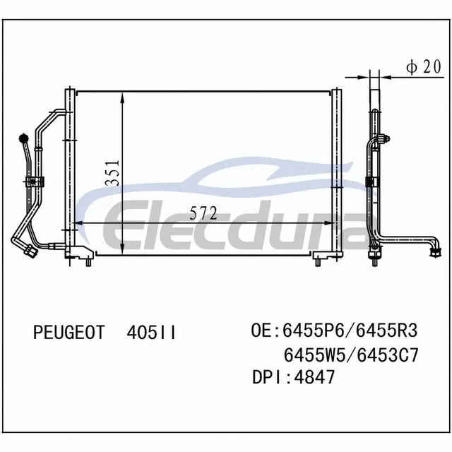 6455.R3 Peugeot 405 1989-1992 Condensator A/C