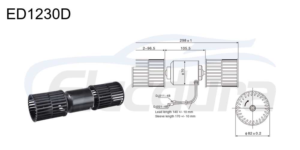 Motor de ventilador de 13,5 V 100 W HVAC para miniexcavadora Hyundai, velocidad de 3500 rpm