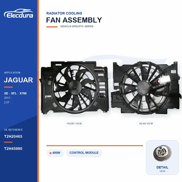 Hűtőventil&aacute;tor-egys&eacute;g Jaguar XE X760 / XFL 400W T2H20465 t&ouml;meges sz&aacute;ll&iacute;t&aacute;shoz