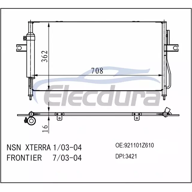 921101Z610 Nissan Frontier 2003-2004 A/C kondenz&aacute;tor