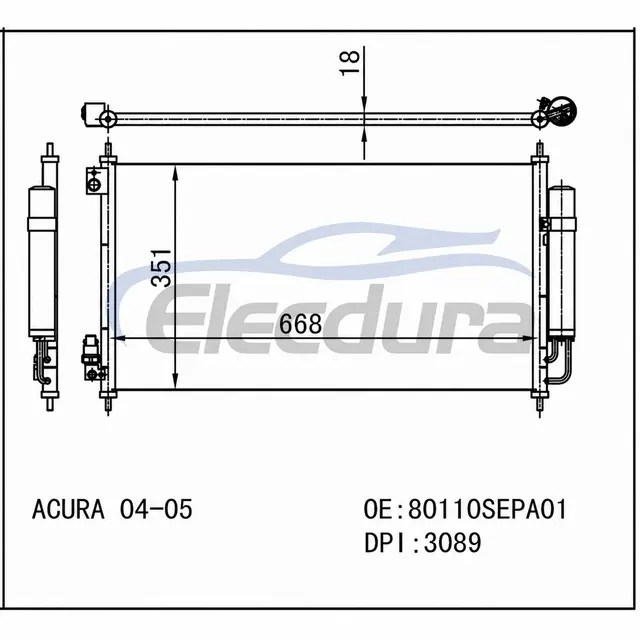 80110SEPA01 ホンダ Acu Tl 2004-2008 A/Cコンデンサー