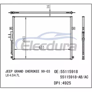 55115918 Jeep Grand Cherokee L6 4 0 1999-2003 L6 / 4.7LA/C Конденсатор
