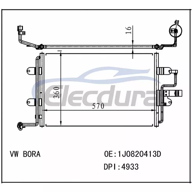 1J0820413D Kondenz&aacute;tor klimatizace Volkswagen Bora