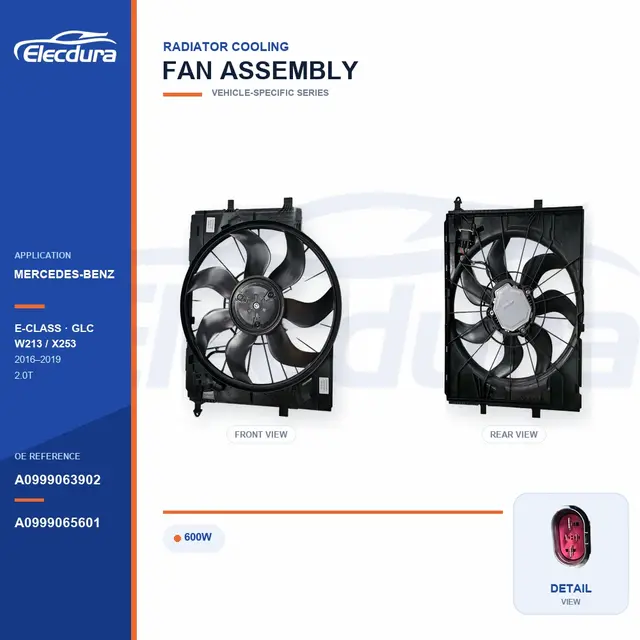 مجموعة مروحة تبريد الردياتير لمرسيدس بنز W213 / X253 600W A0999063902 العرض بالجملة