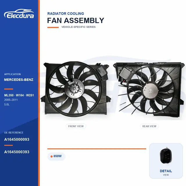 مجموعة مروحة تبريد الردياتير لمرسيدس بنز W164 / W251 850W A1645000093 العرض بالجملة