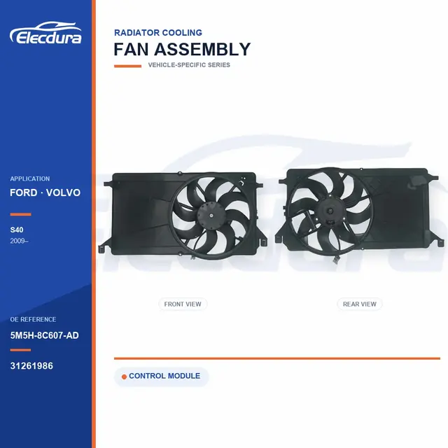 Conjunto de ventilador de refrigera&ccedil;&atilde;o do radiador para ford focus/s40 5m5h-8c607-ad fornecimento em massa