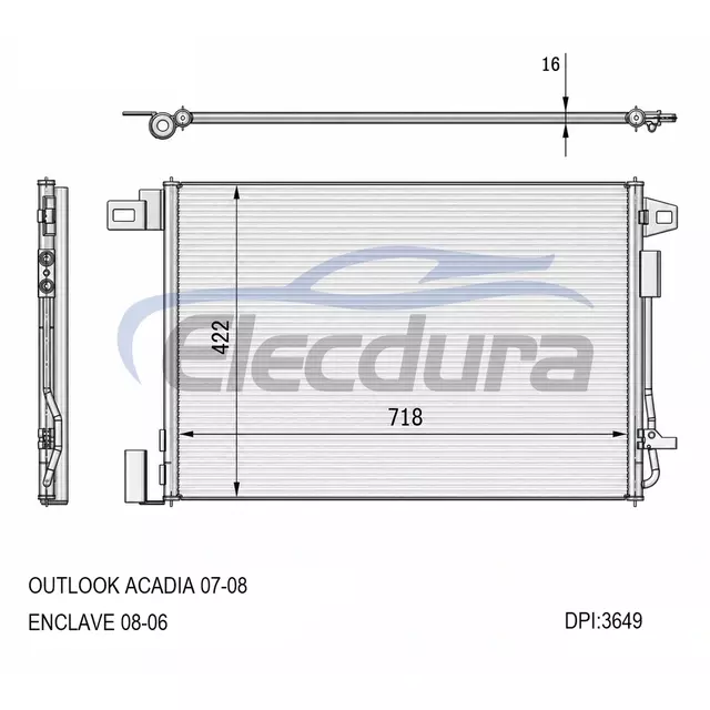 25975431 Saturn Outlook Acadia 2007-2008 A/C Condenser 16mm Core