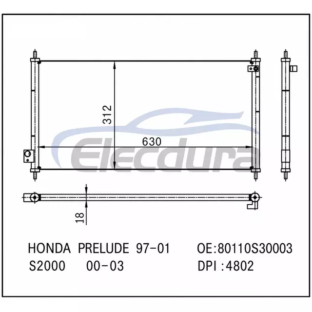 80110S30003 Honda Prelude 1997-2001 Συμπυκνωτής A/C