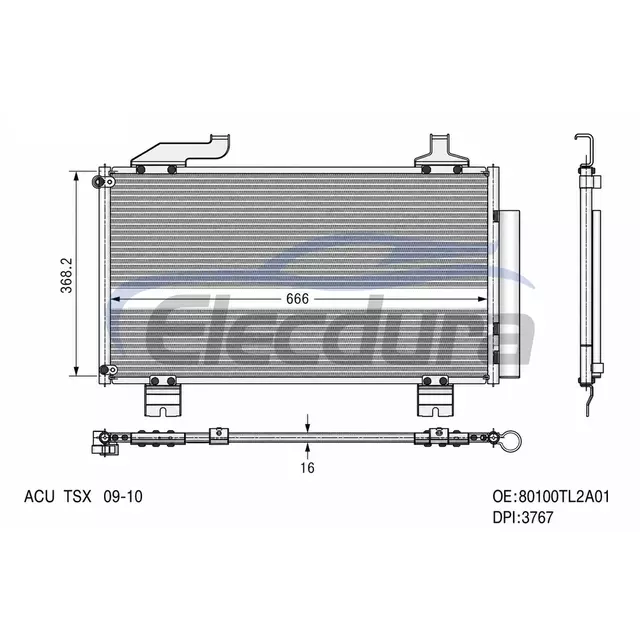 80100TL2A01 Acura TSX 2009-2014 Ensemble condensateur A/C