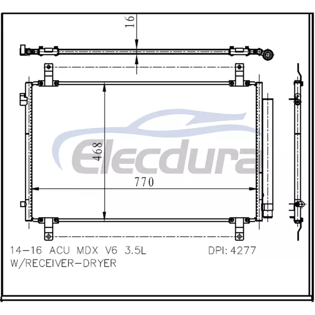 80100TZ5A03 Honda Acu Mdx 2014-2016 V6 airco condensorconstructie 16 mm kern