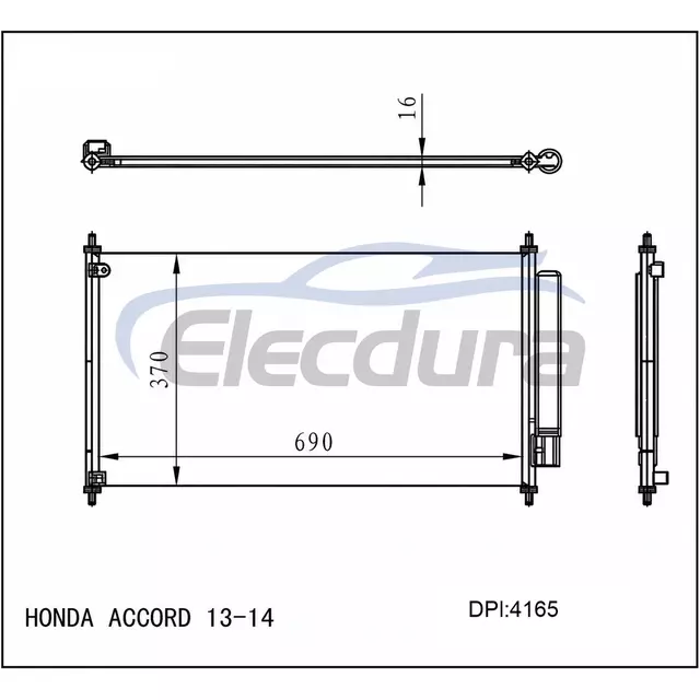 80110T2FA01 Honda Accord 2013-2014 A/C kondensator 16 mm kerne