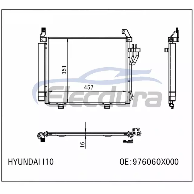 97606-0X000 هيونداي I-10 2010-2013 مكيف الهواء المكثف
