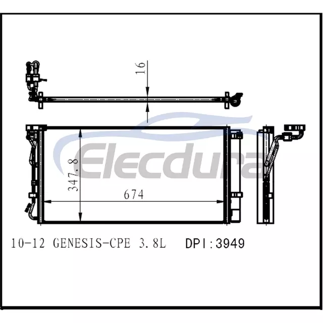 976062M100 Hyundai Genesis 2010-2012 3.8LA/C Skraplacz z odbiornikiem/osuszaczem