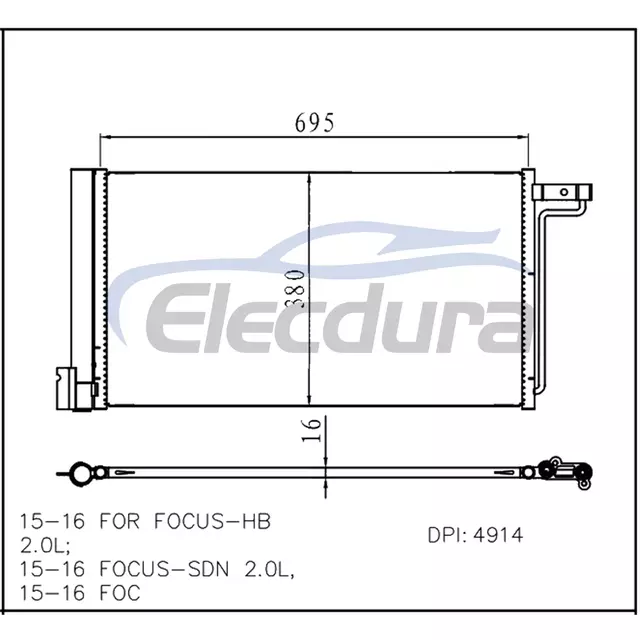 F1FZ19712A Ford Focus 2015-2016 kl&iacute;makondenz&aacute;tor