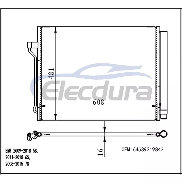 9219843 BMW řady 5 F10/F11/F18 2010-2018 Kondenz&aacute;tor klimatizace