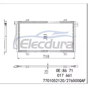8671017661 Renault Master II Box 2000+ A/C kondensator 16mm kerne