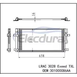 301000086AA Kondensor AC Chery Exeed Txl 2019-2023