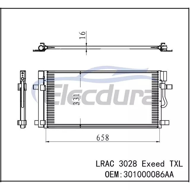 301000086AA Chery Exeed Txl 2019-2023 Skraplacz klimatyzacji