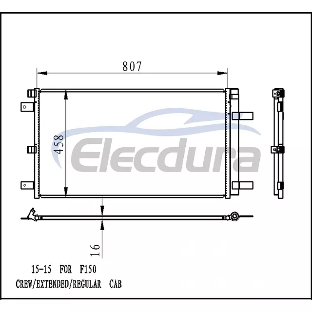 FL3Z19712A Ford F150 Crew 2015+ Zesp&oacute;ł skraplacza klimatyzacji, rdzeń 16 mm