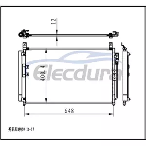 921005CF0A Infiniti Q50 2014-2018 A/C Condensador 12mm N&uacute;cleo