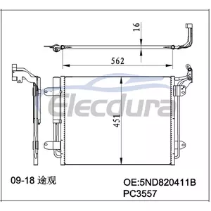 5N0820411C Volkswagen Tiguan 2009-2018 airco condensor 16 mm kern