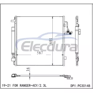 Gruppo condensatore KB3Z19712A Ford Ranger 2019-2021 2.3LA/C