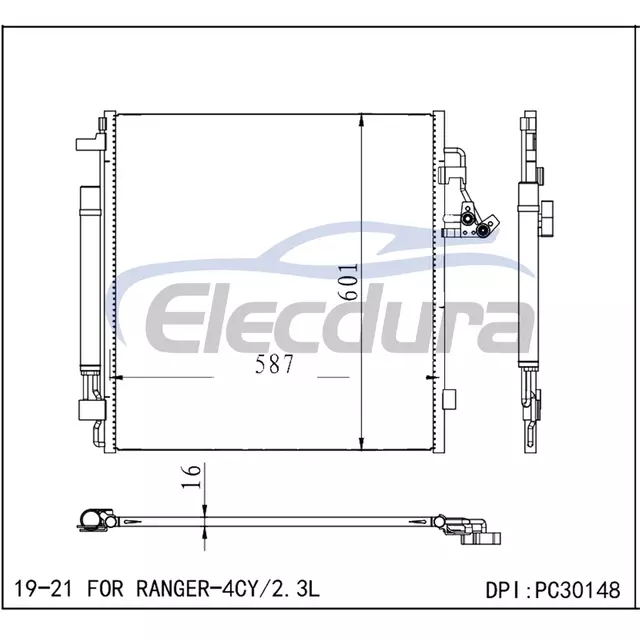 KB3Z19712A Ford Ranger 2019-2021 2.3LA/C Конденсатор в сборе