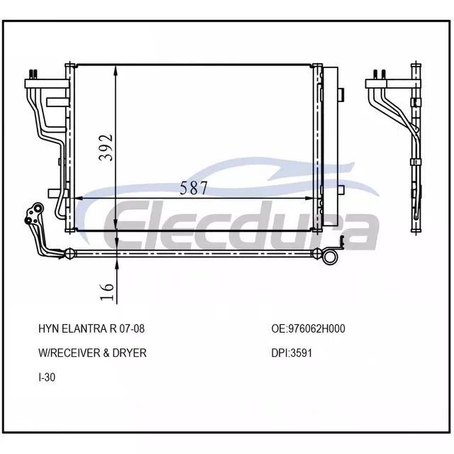 976062H000 Hyundai Elantra R 2007-2008 Ansamblu condensator A/C