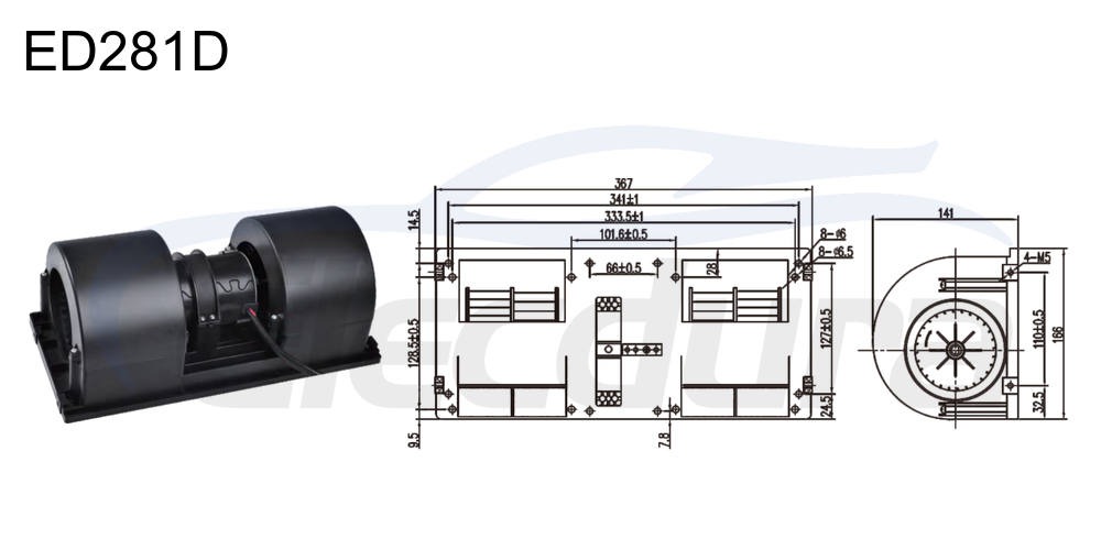Motor soprador 27V 380W HVAC para descongelador do habit&aacute;culo, fluxo de ar de 1000m&sup3;/h