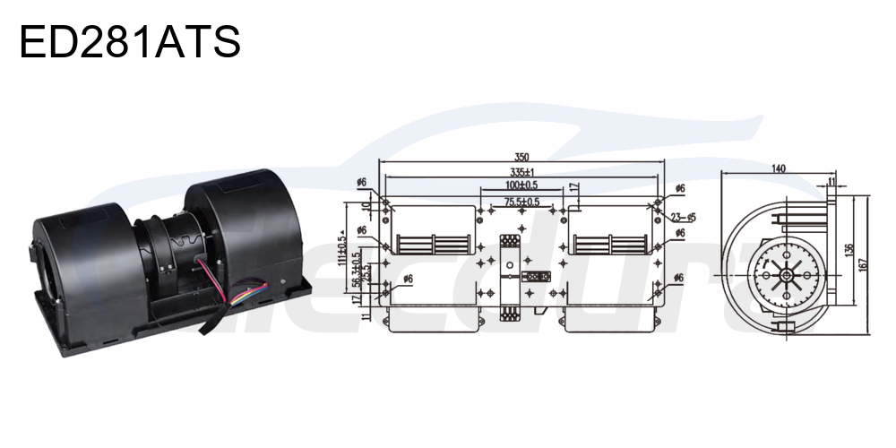 Conjunto de motor soprador 27V 380W HVAC , fluxo de ar de 1000m&sup3;/h